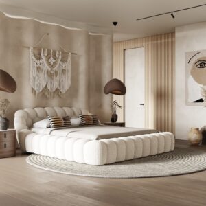 Yolonda - Modern Off-White Fabric Bed-queen