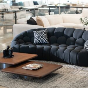 Yolonda - Modern Curved Black Fabric Sofa
