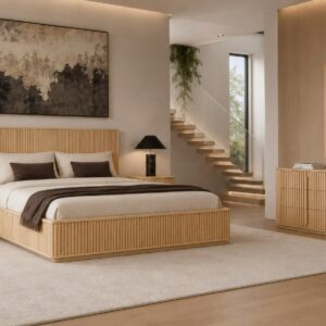 Queen Kayce - Modern Natural Oak Bed