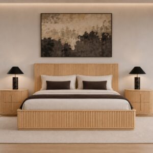 Eastern King Kayce - Modern Natural Oak 4-Piece Bedroom Set
