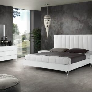 Angela - Eastern King Italian Modern White Eco Leather Bedroom Set