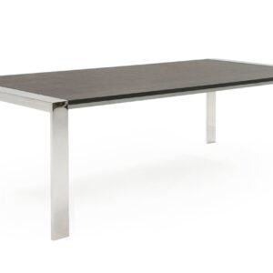 Fauna - Modern Elm Grey & Stainless Steel Chrome Dining Table