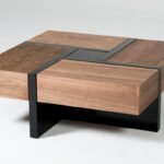 Makai Modern Walnut & Black Square Coffee Table