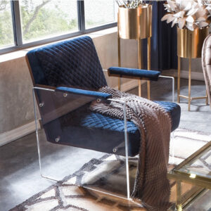 Edmond Modern Blue Velvet & Acrylic Lounge Chair