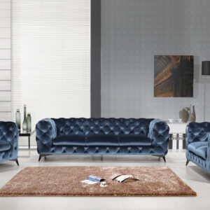 Delilah Modern Blue Fabric Loveseat