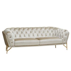 Stella - Transitional Beige Velvet Sofa