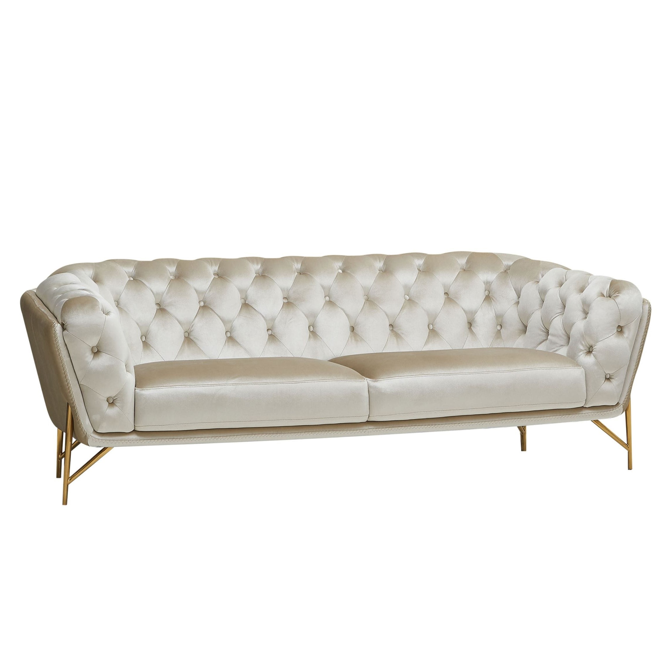 Stella - Transitional Beige Velvet Sofa