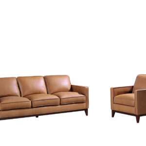 Naylor - Modern Brown Italian Leather Split Sofa