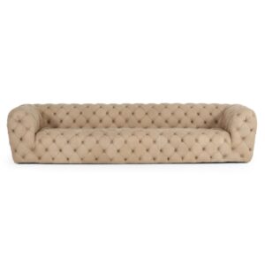 Ellington- Italian Beige Nubuck Leather 4-Seater Sofa