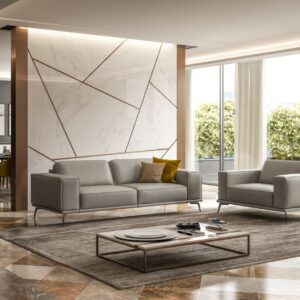 Soho - Contemporary Italian Light Grey Leather Sofa