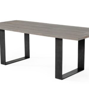 Murphy - Modern Grey Aged Oak & Black Metal Dining Table