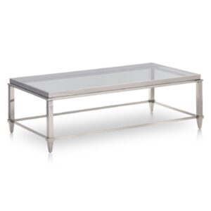 Agar Modern Glass & Stainless Steel Coffee Table