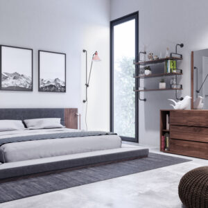 Jagger Modern Walnut Dresser & Mirror Set