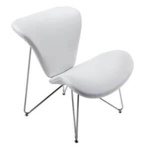 Decatur Mid-Century White Leatherette Accent Chair