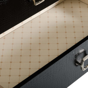 Victoria Modern Black Crocodile Chest