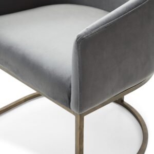 Elisa - Modern Grey Velvet & Brass Dining Chair