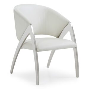 Rabia Modern White Leatherette Accent Chair
