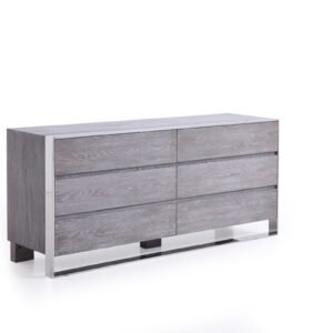 Arlene Modern Grey Elm & Stainless Steel Bedroom Set