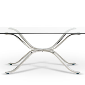 Adderley Modern Stainless Steel w/ Glass Top Dining Table