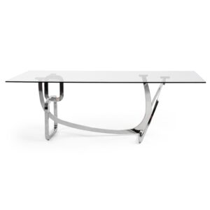Adelaide Modern Stainless Steel & Glass Dining Table