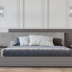 Enzo Italian Modern Grey Oak & Fabric 4-Piece Bedroom Set