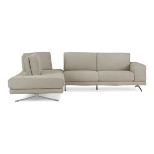 Mood - Italian Light Grey Leather Left Facing Sectional Sofa