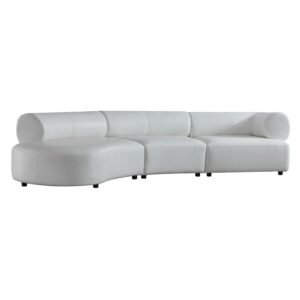 Stuart - Contemporary White Leather Left Facing Chaise Sectional Sofa