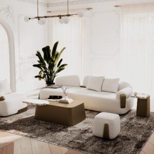 Yano - Modern White Marble + Antique Brass End Table