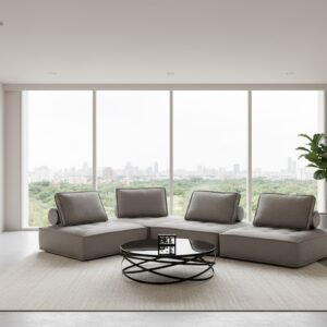 Nolden - Modern Grey Fabric Modular 4-Piece Sectional Sofa