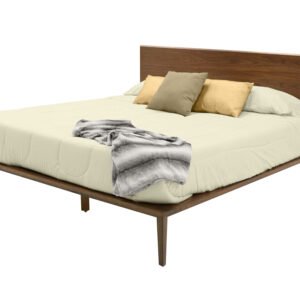 Carmen + Marshall Mid-Century Modern Walnut Bed + Nightstands Set