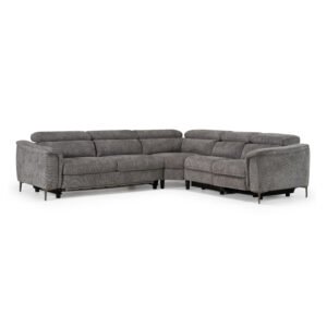 Coffman - Modern Grey Fabric Sectional Sofa w/ Sofa Bed + Recliner