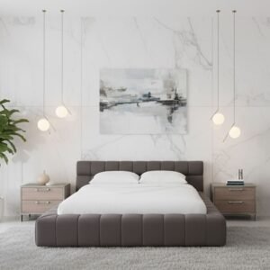 Tyree - Modern Tufted Grey Fabric Bed