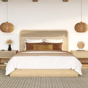 Gavin - Modern Natural Ash + Rattan 4-Piece Bedroom Set