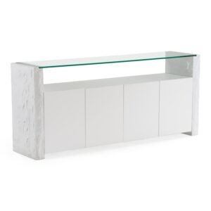 Ashley - Modern Glass + White Fiberglass Buffet