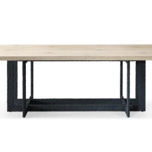 T8963 - Natural Oak + Black Metal Dining Table