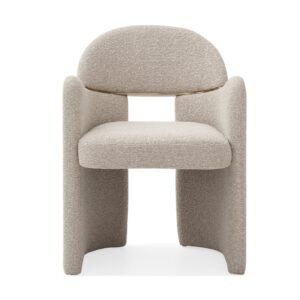 Ashley - Modern Beige Fabric + Brushed Brass Dining Chair