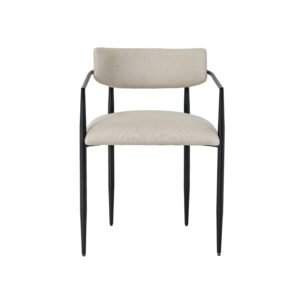 Forte Cream Linen Forged Iron Dining Chair