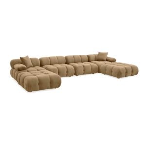 Calliope 6-piece Cafe Au Lait Performance Velvet Modular U-Sectional