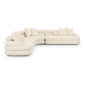 Lulu 3-Piece Cream Performance Boucle Modular Curved L-Sectional