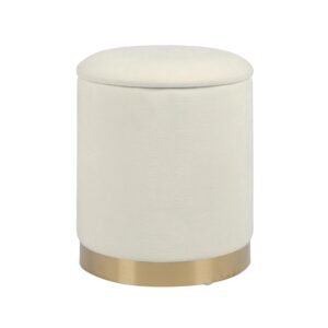 Zoe Cream Chenille Storage Ottoman