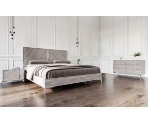 Eastern King Alexa Italian Modern Grey 4-Piece Bedroom Set