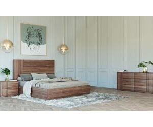 Eastern King Asus - Italian Modern Walnut 4-Piece Bedroom Set
