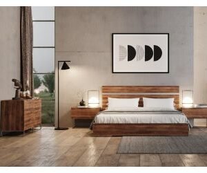Eastern King Lorenzo Italian Modern Light Oak 4-Piece Bedroom Set
