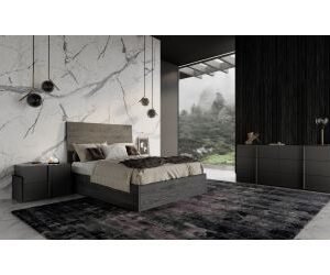 Eastern King Lucia - Italian Modern Matte Grey + Elm Grey 4-Piece Bedroom Set