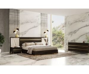 Eastern King Velondra - Modern Eucalypto + Marble 4-Piece Bedroom Set