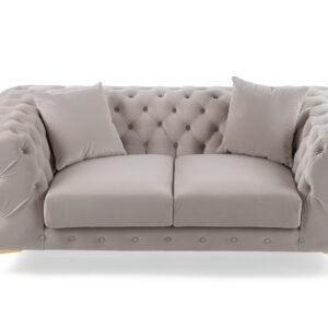 Clarice - Transitional Light Beige Velvet Loveseat