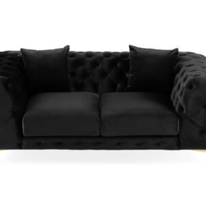 Clarice - Transitional Black Velvet Loveseat