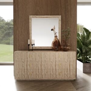 Eastern King - Daystar + Roma - Modern Beige Velvet + Travertine + Gold Bedroom Set