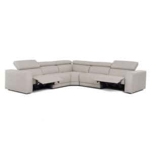 Dalton - Modern Italian Light Grey Leather Sectional + Recliners