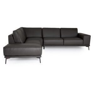 Soho - Italian Left Facing Grey Nirvana Fume Leather Sectional Sofa